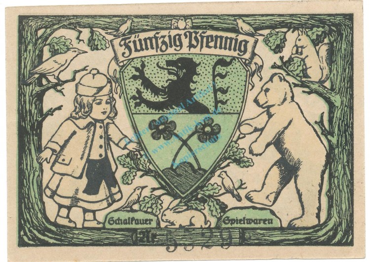 Schalkau , Notgeld 50 Pfennig Schein unc-kfr. Ti.6455.05.05 TH 1920 Verkehrsausgabe -4319-