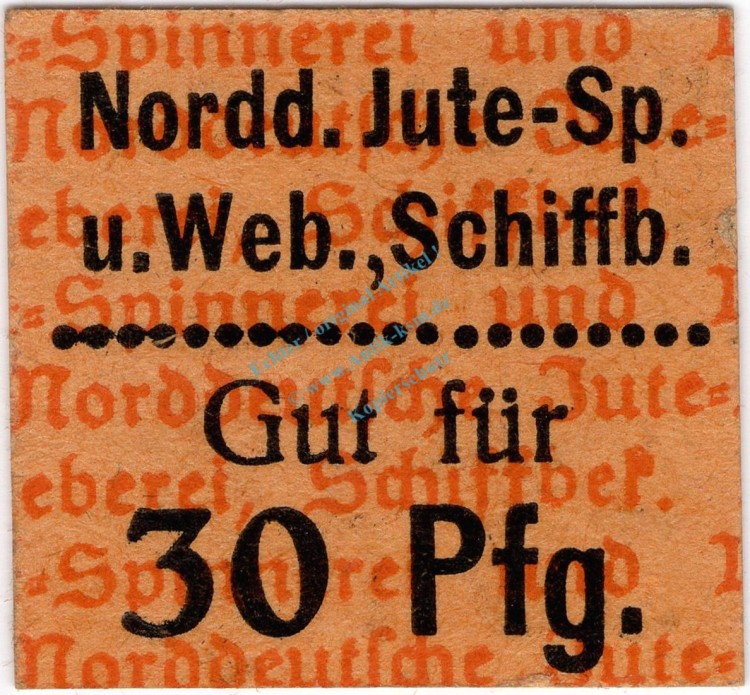 Schiffbek , Notgeld 30 Pfennig Schein unc-kfr. Ti.6495.05.03 , Schleswig o.D. VerkehrsausgabeSchiffbek , Notgeld 30 Pfennig Schein unc-kfr. Ti.6495.05.03 , Schleswig o.D. Verkehrsausgabe