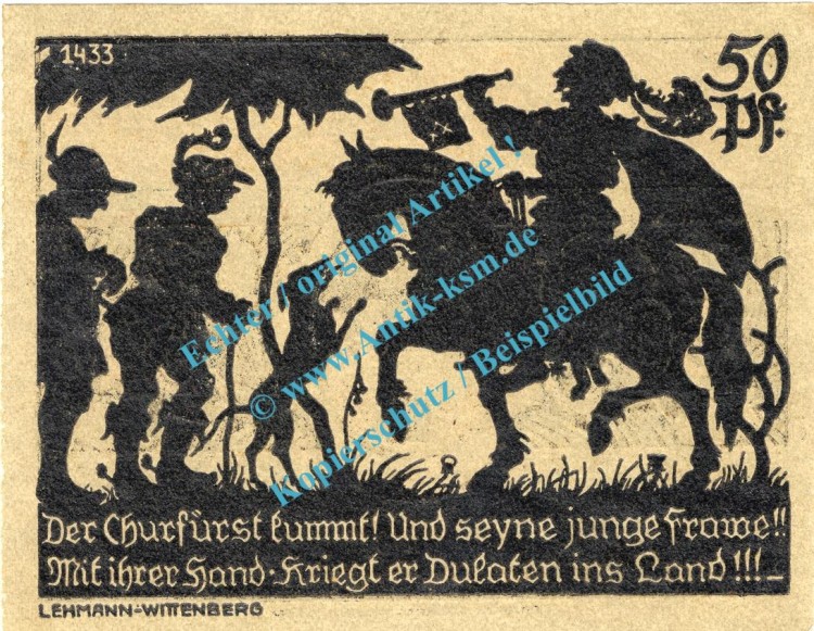 Schmiedeberg , Notgeld 50 Pfennig Nr.1 -Glanzdruck- in kfr. M-G 1186.1.a , Sachsen Anhalt 1921 Seriennotgeld