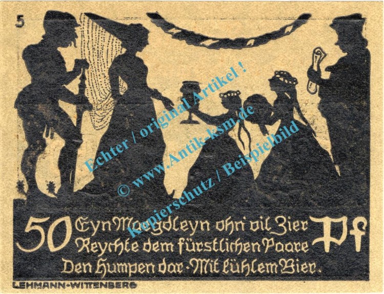 Schmiedeberg , Notgeld 50 Pfennig Nr.5 -Glanzdruck- in kfr. M-G 1186.1.a , Sachsen Anhalt 1921 Seriennotgeld