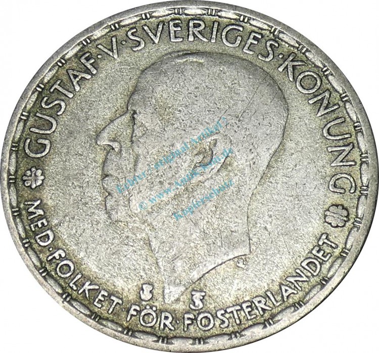 Schweden , 1 Krone Münze 1946 -unter Gustaf V- KM.814 s. -0257-