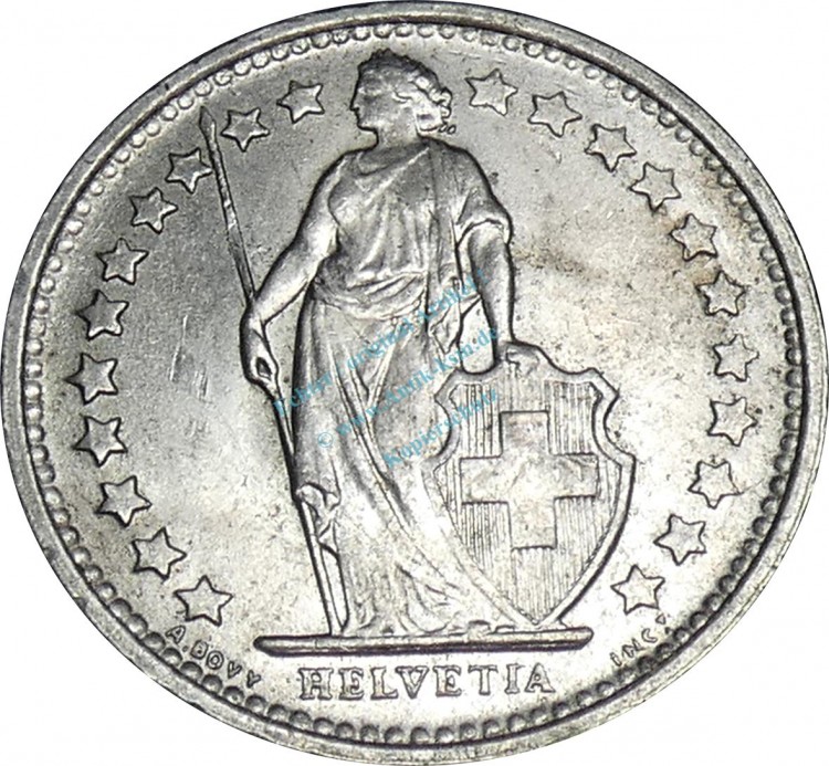 Schweiz , Kursmünze 1 halber Franken 1971 -Helvetia mit Schild- KM.23.a ss-vz -0232-