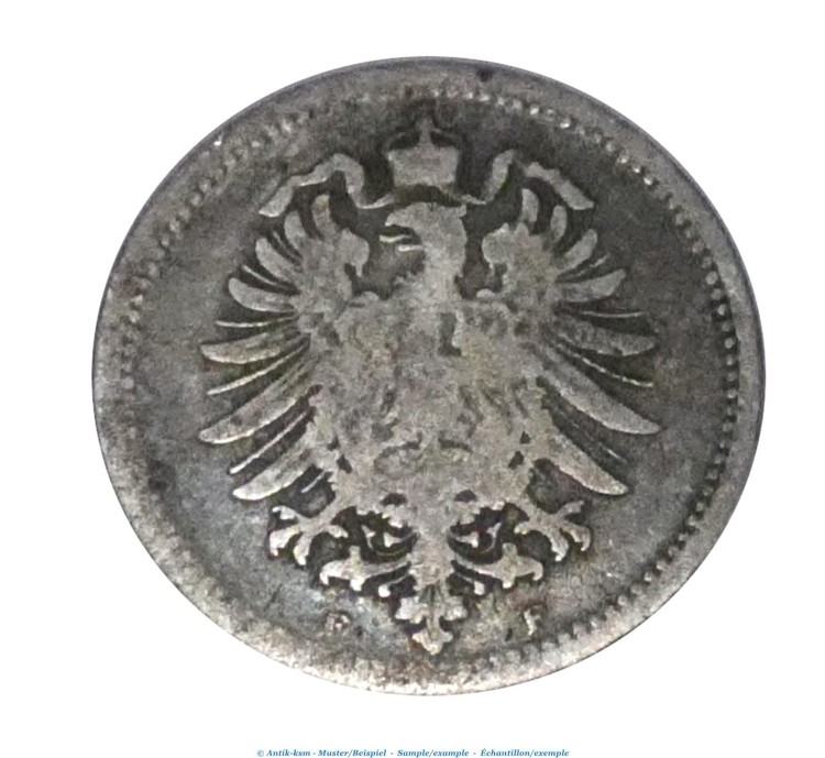 Silbermünze , 20 Pfennig von 1875 -F-, s - ss , Jäger 5 , Deutsches Kaiserreich