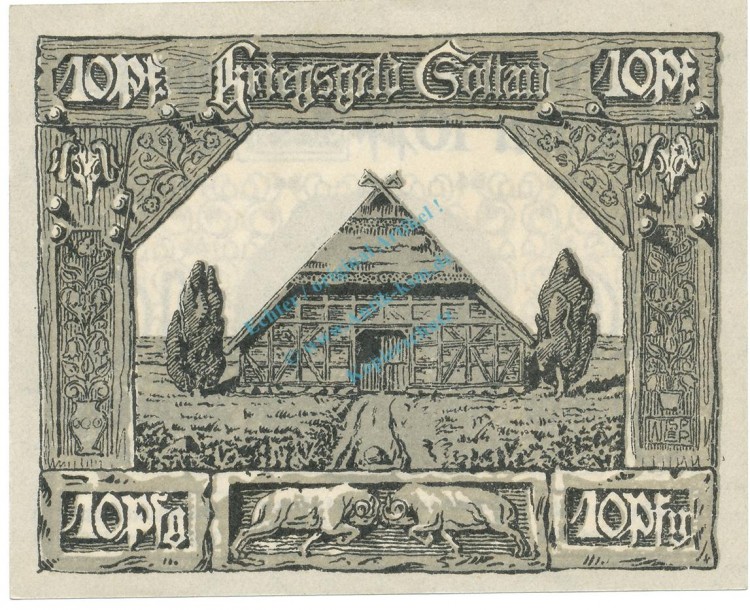 Soltau , Notgeld 10 Pfennig Schein unc-kfr. Ti.6965.05.40 NDS 1921 Verkehrsausgabe -4289-