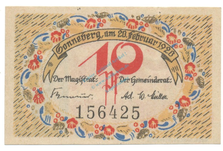 Sonneberg , Notgeld 10 Pfennig Schein unc-kfr. Ti.6985.10.15 TH 1920 Verkehrsausgabe -4271-