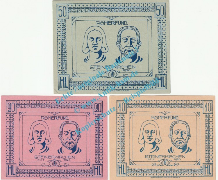 Steinerkirchen a.d.T. Notgeld Set mit 3 Scheinen in kfr. K-K 1029.II... Oberösterreich o.D.
