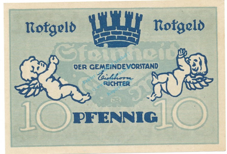 Steinheid , Notgeld 10 Pfennig Schein unc-kfr. Ti.7125.05.10 TH 1920 Verkehrsausgabe -4258-