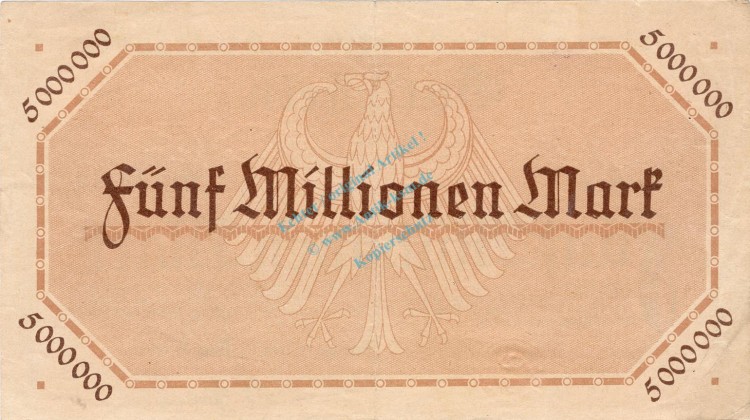 Stuttgart , Banknote 5 Millionen Mark Schein in unc-kfr. Keller 4926.c , Württemberg 1923 Inflation