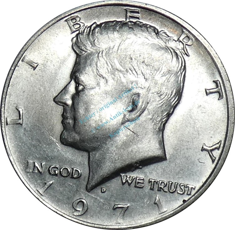 USA , 1 halber Dollar 1971 D -John F. Kennedy- , ss-vz -0205-