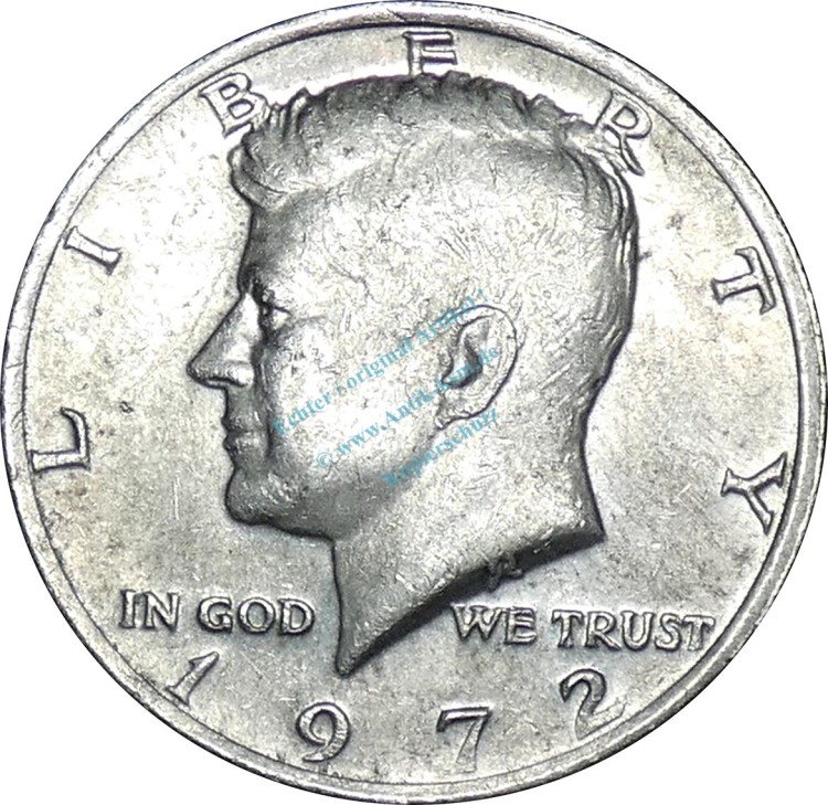 USA , 1 halber Dollar 1972 -John F. Kennedy- , ss-vz -0207-