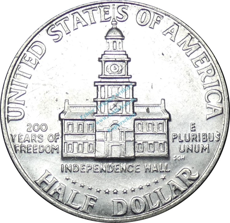 USA , 1 halber Dollar 1976 -Kennedy-independence Hall- , ss-vz -0203-