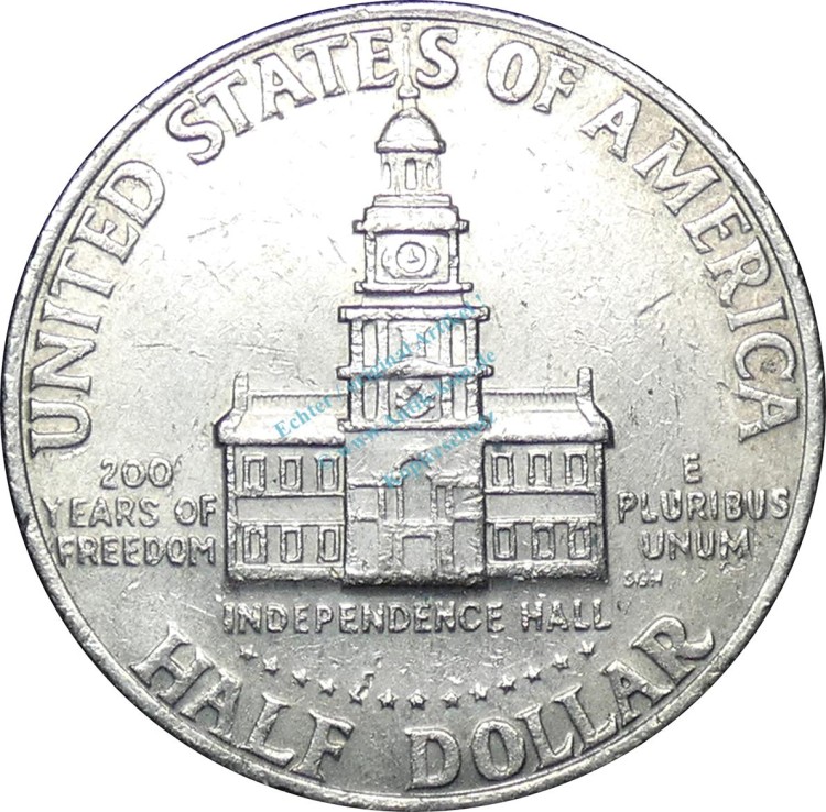 USA , 1 halber Dollar 1976 -Kennedy-independence Hall- , ss-vz -0204-