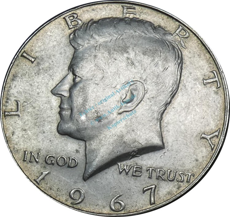 USA , Kursmünze Half Dollar 1967 -J.F. Kennedy- KM202.a ss-vz , -0219-