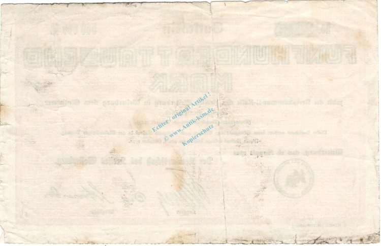 Westerburg , Banknote 500.000 Mark Schein in s-gbr. Keller 5579.a , Hessen 1923 Inflation