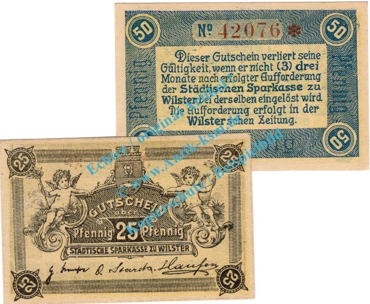 Wilster , Notgeld Set mit 2 Scheinen in kfr. Tieste 7960.05.15-16 , Schleswig Holstein o.D. VerkehrsausgabeWilster , Notgeld Set mit 2 Scheinen in kfr. Tieste 7960.05.15-16 , Schleswig Holstein o.D. Verkehrsausgabe