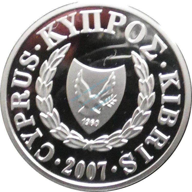 Zypern , Gedenkmünze 1 Pound 2007 -50 Jahre Römische Verträge- KM.86 stgl-pp -0234-