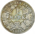 1 Mark Kursmünze -kl. Adler- 1873 A -deutsches Kaiserreich- s-ss J.9 -0841-