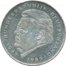 2 Mark Kursmmünze 1990 J -Franz-Josef Strauß- ss-vz , J.450 -0692-