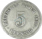 5 Pfennig Kursmünze -gr. Adler- 1890 J -deutsches Kaiserreich- s-ss J.12 -0835-
