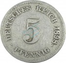 5 Pfennig Kursmünze -gr. Adler- 1898 G -deutsches Kaiserreich- s J.12 -0880-