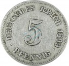 5 Pfennig Kursmünze -gr. Adler- 1899 G -deutsches Kaiserreich- s-ss J.12 -0882-