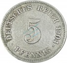 5 Pfennig Kursmünze -gr. Adler- 1904 J -deutsches Kaiserreich- s-ss J.12 -0890-