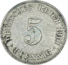 5 Pfennig Kursmünze -gr. Adler- 1910 J -deutsches Kaiserreich- ss-vz J.12 -0894-