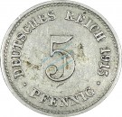 5 Pfennig Kursmünze -gr. Adler- 1915 G -deutsches Kaiserreich- ss-vz J.12 -0896-