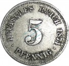 5 Pfennig Kursmünze -kl. Adler- 1874 F -deutsches Kaiserreich- s-ss J.3 -0825-