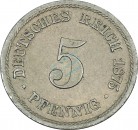 5 Pfennig Kursmünze -kl. Adler- 1875 B -deutsches Kaiserreich- s-ss J.3 -0827-