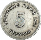 5 Pfennig Kursmünze -kl. Adler- 1876 B -deutsches Kaiserreich- s-ss J.3 -0863-