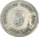 5 Pfennig Kursmünze -kl. Adler- 1876 G -deutsches Kaiserreich- s-ss J.3 -0864-