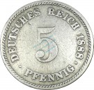 5 Pfennig Kursmünze -kl. Adler- 1888 A -deutsches Kaiserreich- s-ss J.3 -0865-