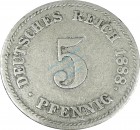 5 Pfennig Kursmünze -kl. Adler- 1888 J -deutsches Kaiserreich- s J.3 -0832-