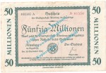 Altenberg , Notgeld 50 Millionen Mark Schein in gbr. Bühn 0040.34 , Sachsen 1923 Grossnotgeld Inflation
