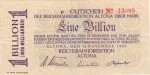 Altona , Banknote 1 Billion Mark Schein in gbr. Keller 80.p , Schleswig 1923 Inflation
