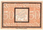 Arnswalde , Notgeld 50 Pfennig Schein unc-kfr. Ti.0205.05.36 , Brandenburg 1921 Verkehrsausgabe