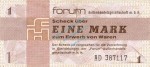 Banknote , 1 Mark Scheck in gbr. DDR-30, Ros.368, FX2, DDR 1979 Forum-Aussenhandelsgesellschaft