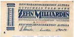 Altona , Banknote 10 Milliarden Mark Schein in gbr. Keller 80.k , Schleswig Holstein 1923 Grossnotgeld Inflation