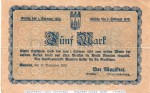 Banknote Bunzlau , 5 Mark Schein in gbr. Geiger 072.01.b , 11.11.1918 , Schlesien Großnotgeld