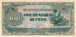 Banknote Burma , 100 Rupien Schein -Japanese Government- ND 1944 in unc - kfr
