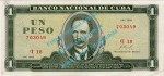 Banknote Kuba - Cuba , 1 Peso Schein -J. Marti- von 1968 in a-unc - f-kfr