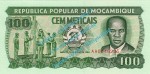 Banknote Mosambik - Mozambique , 100 Meticais Schein von 1989 in unc , kfr