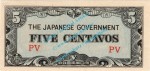 Banknote Philippinen , 5 Centavos Schein -Japanese Government- ND 1942 in unc - kfr