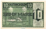 Banknote Stadt Mühlhausen , 10 Mark Schein in kfr. Geiger 364.02.03 von 1918 , Thüringen Großnotgeld