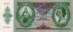 Banknote Ungarn - Hungary , 10 Pengo Schein -Patrona Hungariae- von 1936 in unc,kfr
