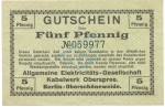 Berlin , Notgeld 5 Pfennig Schein L-gbr. Ti.0495.05.01 , BBG o.D. Verkehrsausgabe -4236-