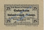 Berneck , Notgeld 25 Pfennig Scheine in kfr. Tieste 0540.05.11 , Bayern 1917 Verkehrsausgabe