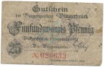 Bingenbrück , Notgeld 25 Pfennig Schein gbr-. Ti.0635.05.02 RHL 1917 Verkehrsausgabe -4256-