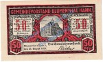 Blumenthal , Notgeld 50 Pfennig Schein in kfr. Tieste 0760.10.16 , Niedersachsen 1920 Verkehrsausgabe